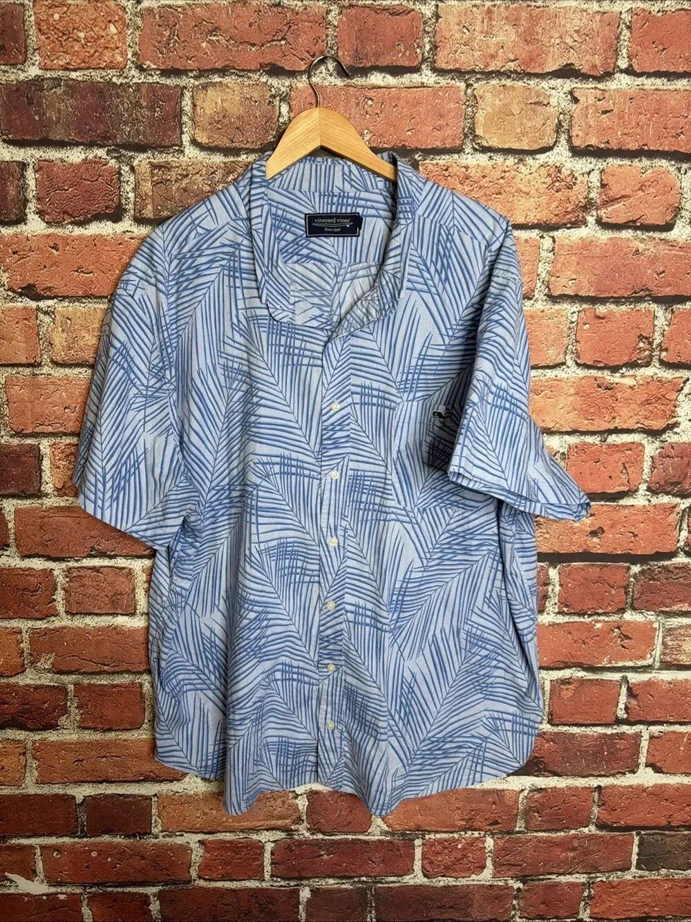 Vineyard Vines Mens 2XB Blue Short Sleeve Button Down